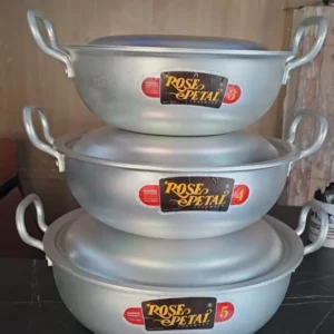 Rose Petal Aluminium Cooking Pot Set with Lids (3-Piece Set)
